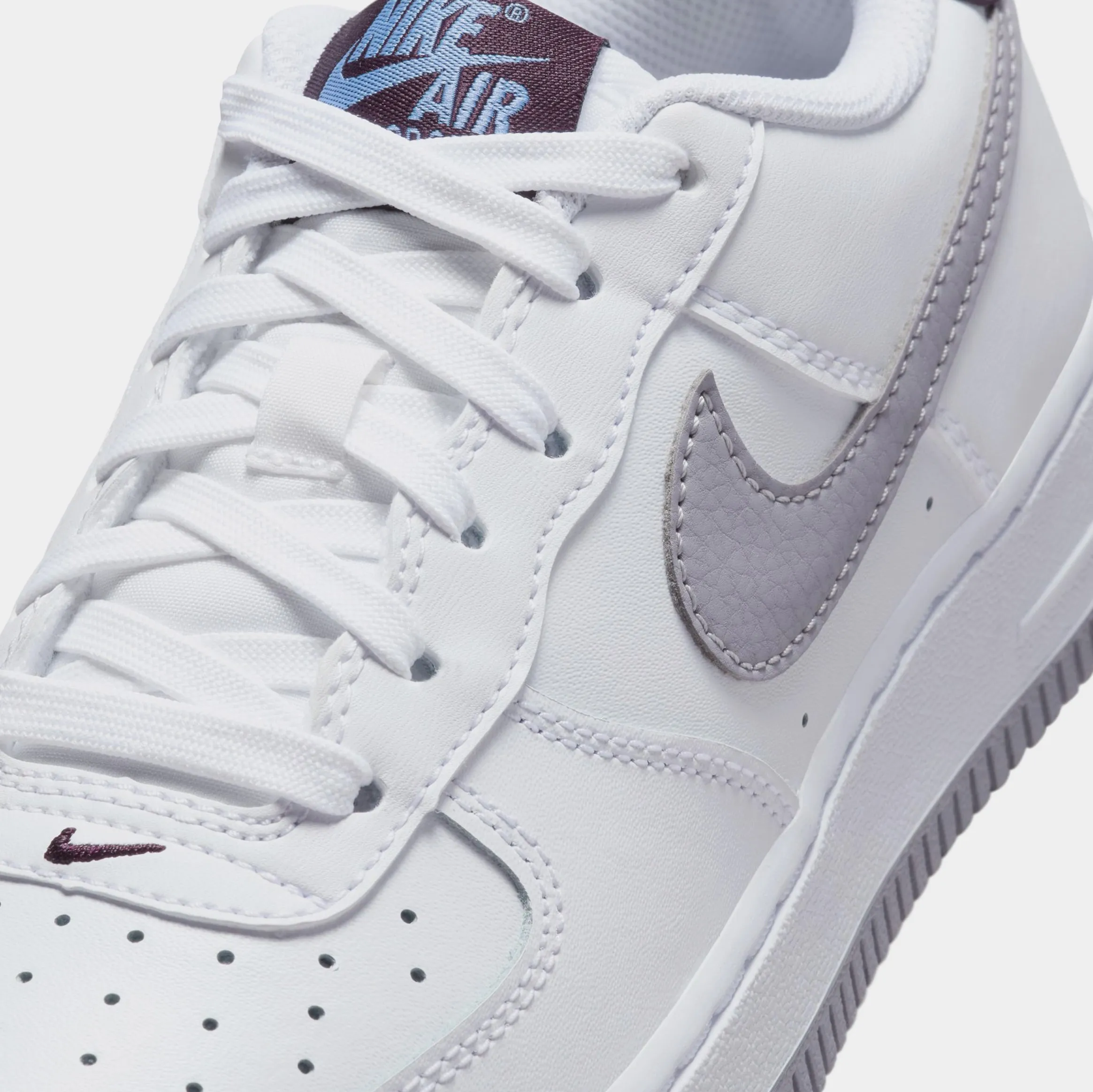 Air Force 1 Low White Cement Grade School Lifestyle Shoes (White/Burgundy Ash/Royal Pulse/Cement Grey)