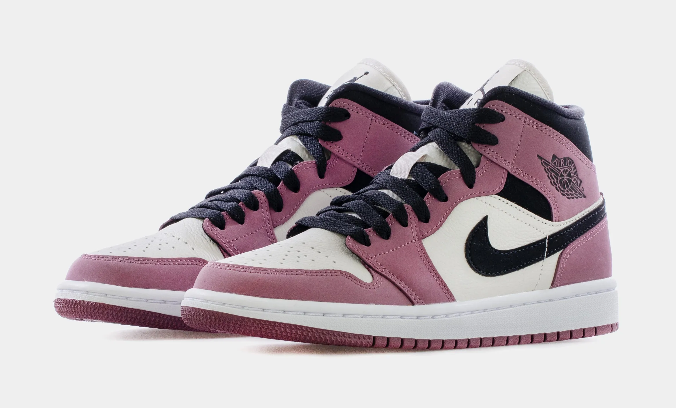 Air Jordan 1 Mid Light Mulberry Womens Lifestyle Shoes (Pink/White/Black) Free Shipping