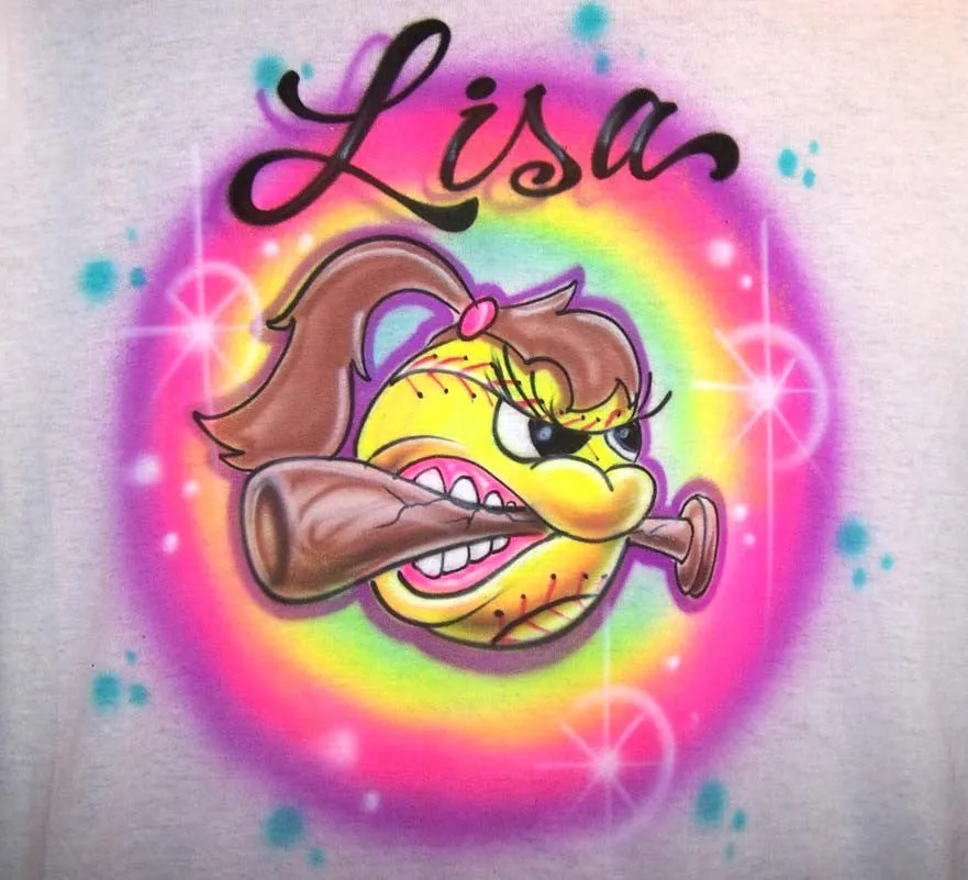 Airbrushed Angry Softball Personalized Shirt