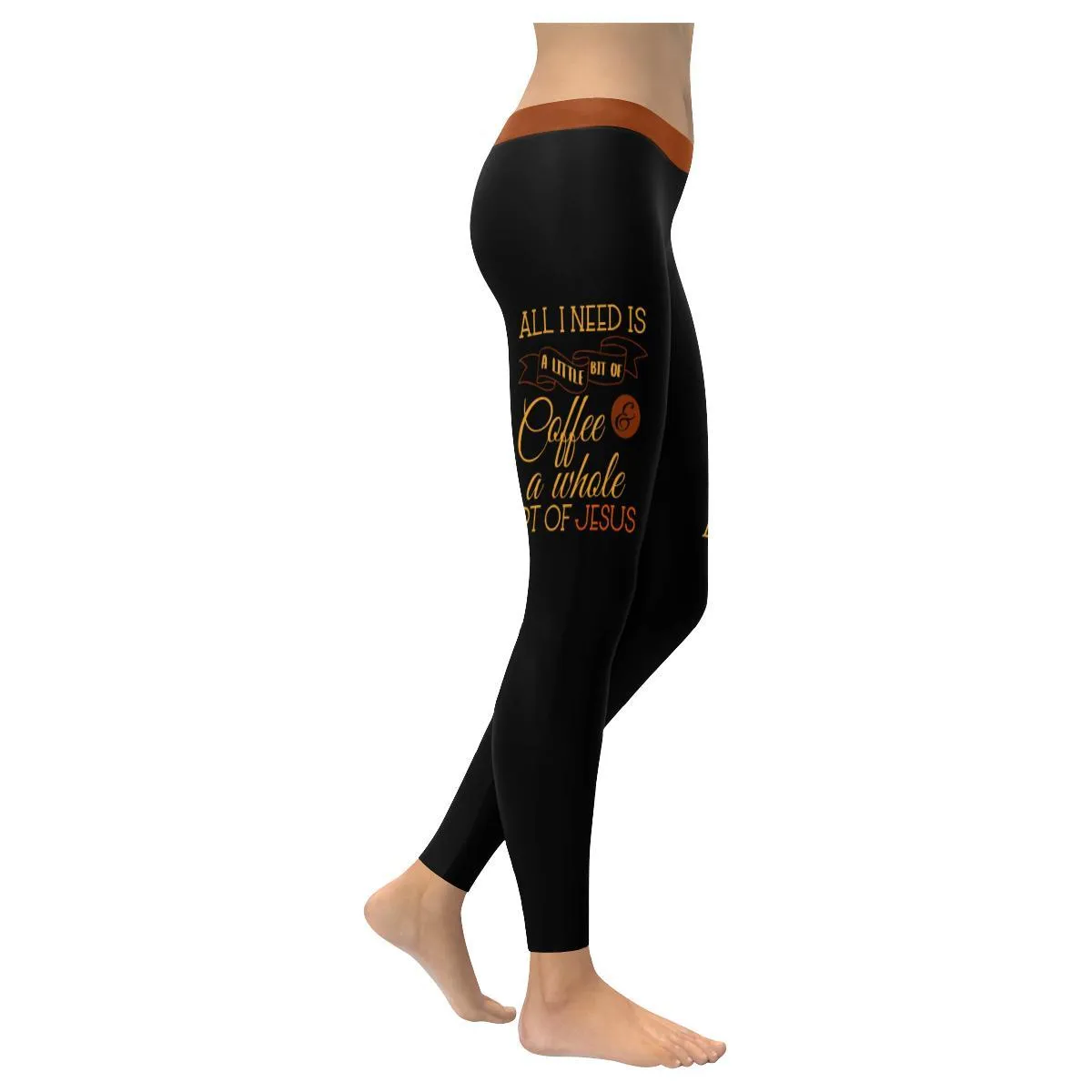 All I Need Is Coffee & A Whole Lot Of Jesus Soft Leggings For Women - Christian Leggings For Women