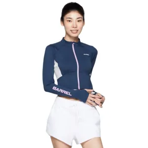 Barrel Women Motion Crop Zip-Up Rash Guard-NAVY