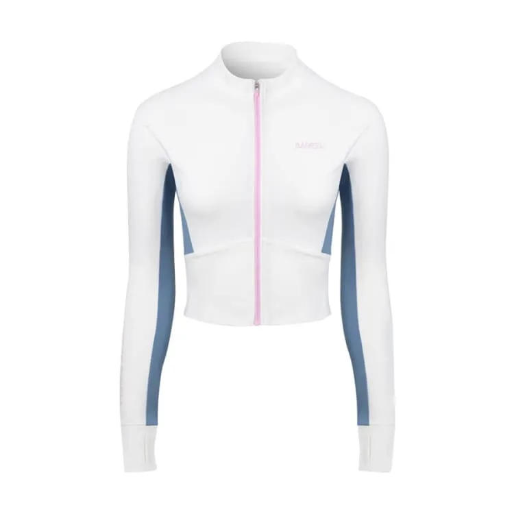 Barrel Women Motion Crop Zip-Up Rash Guard-WHITE