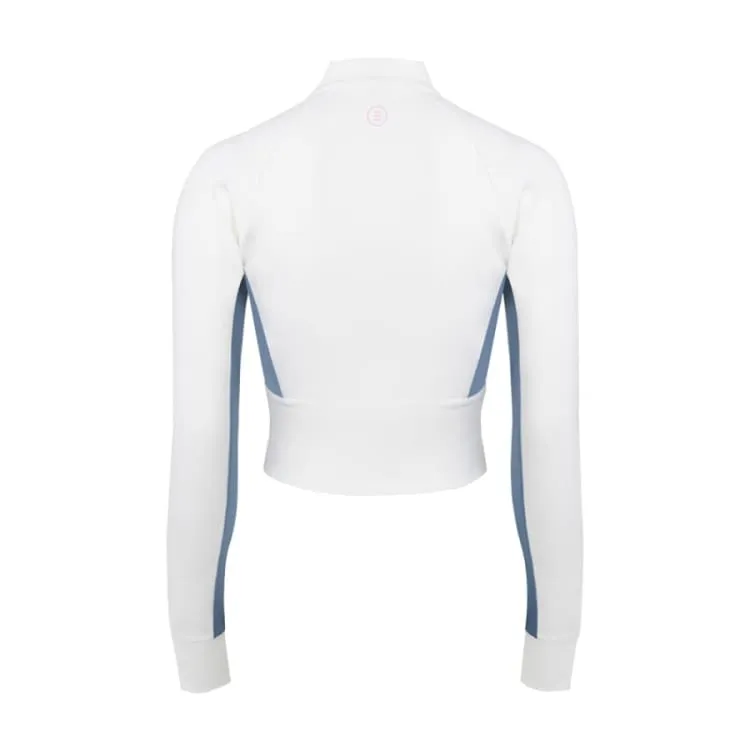 Barrel Women Motion Crop Zip-Up Rash Guard-WHITE