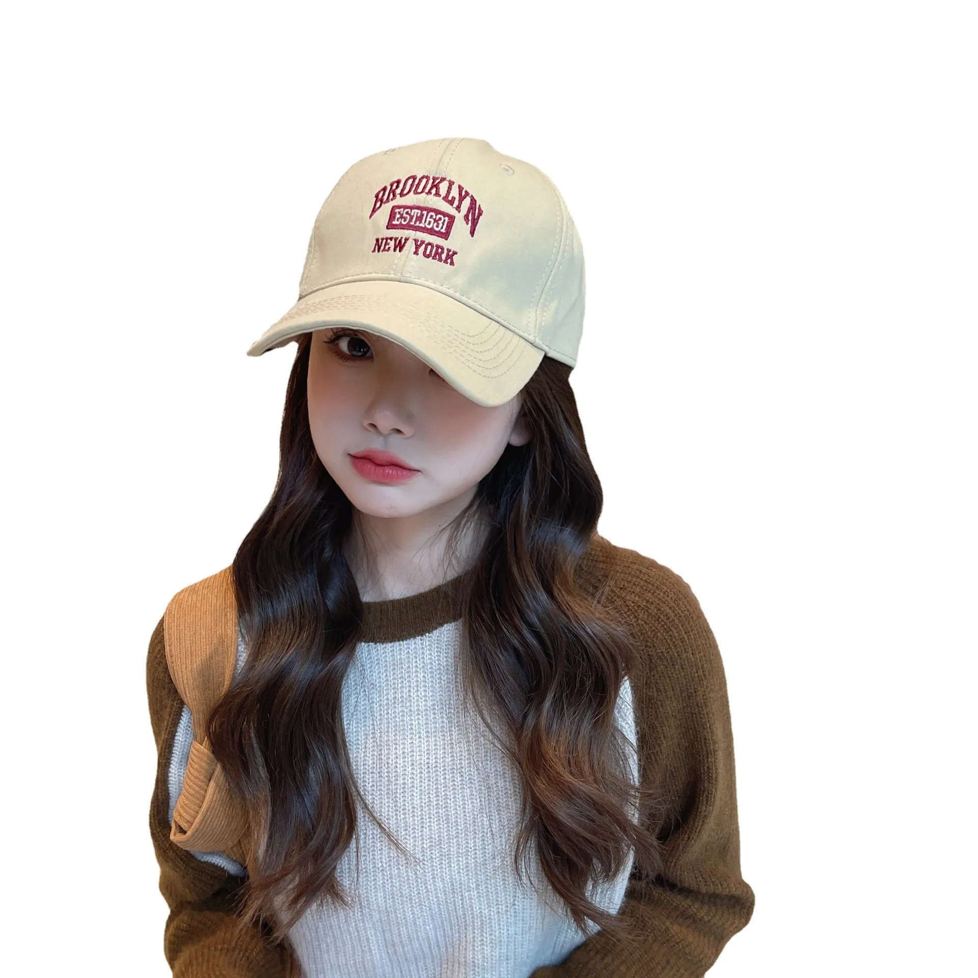 Baseball cap for women ins big head circumference soft top baseball cap showing face small street photo couple trend ins duck tongue hat