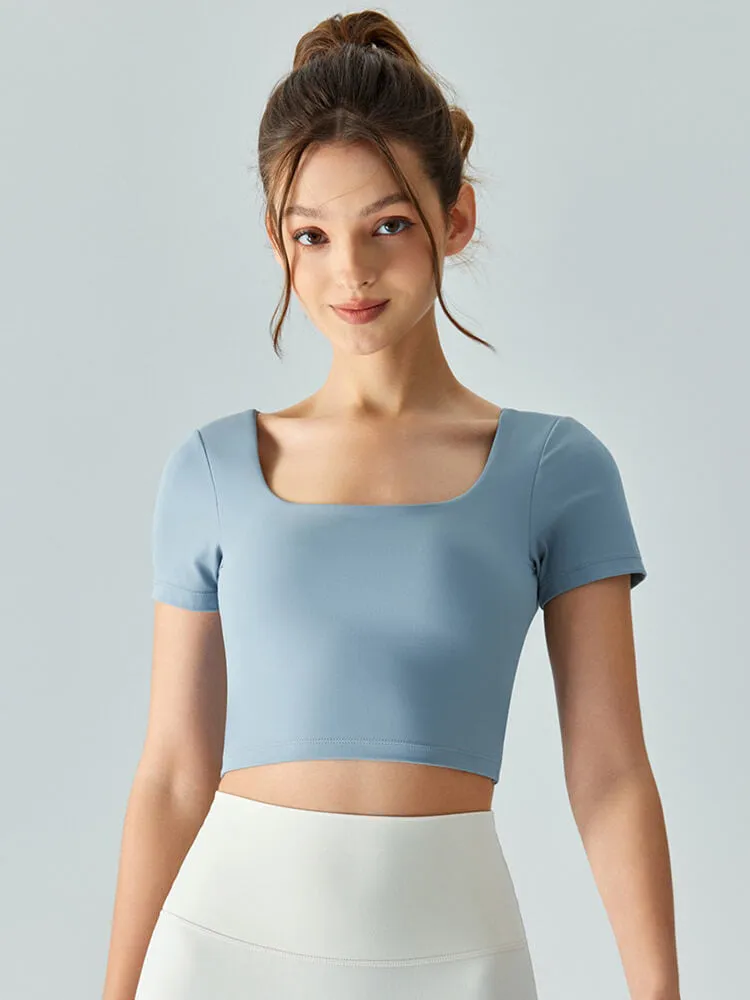 Beautiful Hollow Back Yoga T-Shirt / Short Sleeves Sports Crop Top - SF1372