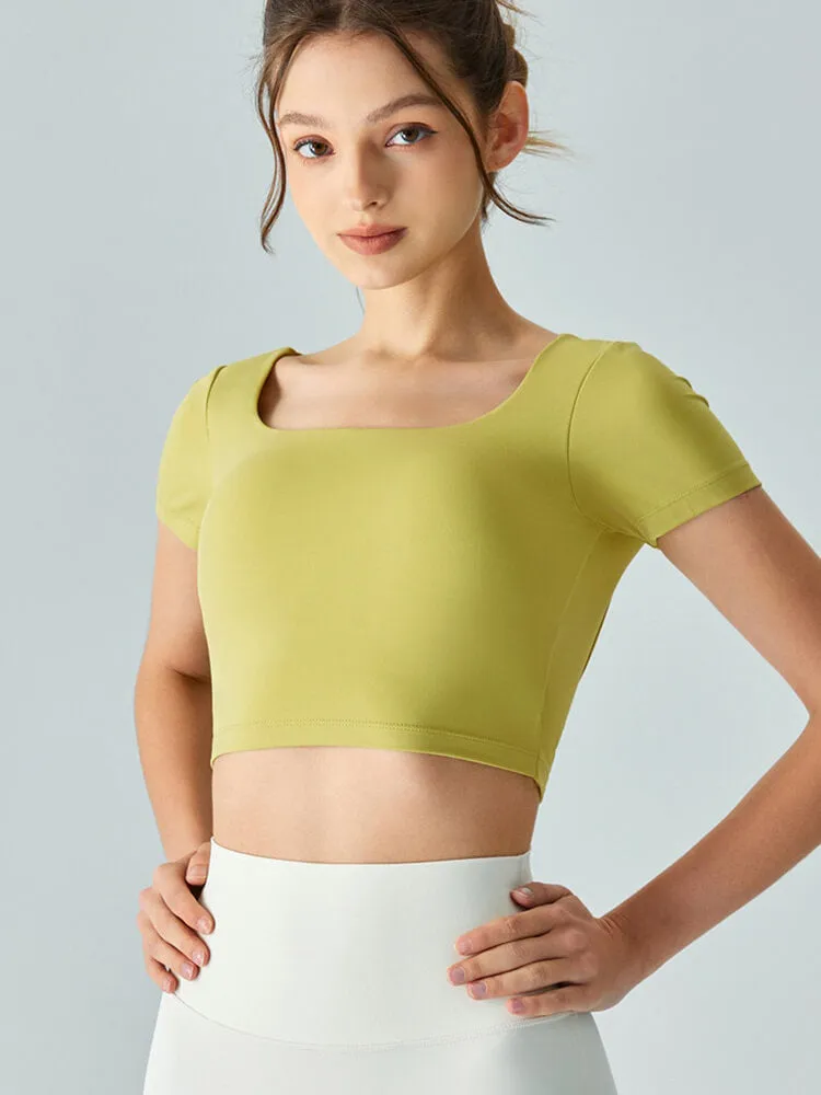 Beautiful Hollow Back Yoga T-Shirt / Short Sleeves Sports Crop Top - SF1372