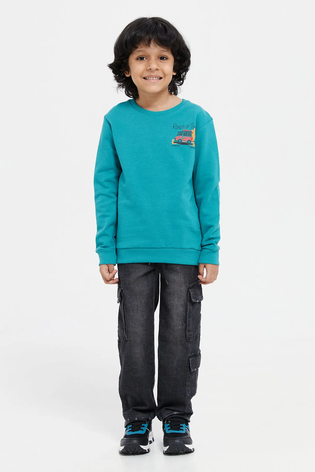 Boys Blue Print Sweatshirt