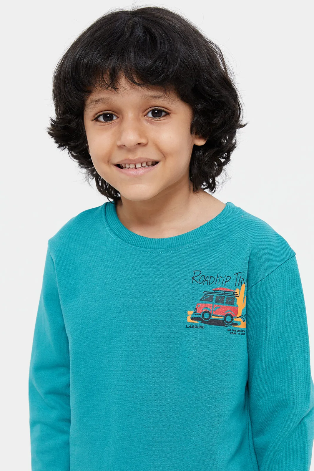 Boys Blue Print Sweatshirt