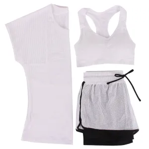 Breathable Mesh Yoga Set Tee   Short   Sportbra