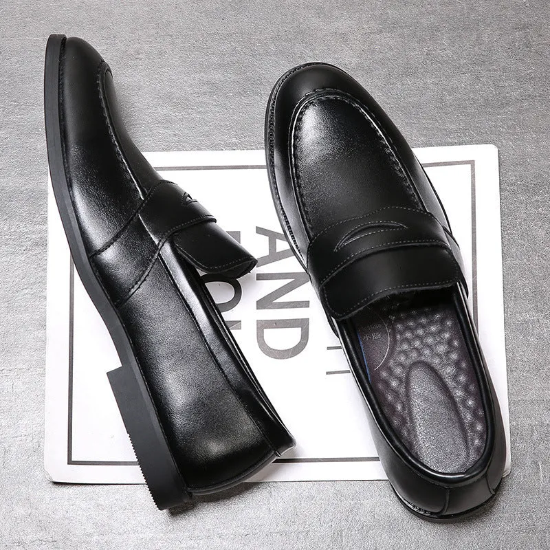 Casual British set of leather shoes men's pointed shoes men