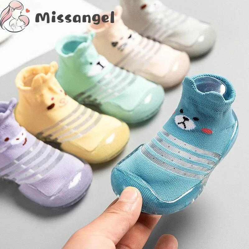 Children Cartoon Cotton Knitted Anti-slip Rubber Sole Indoor Sock Shoes