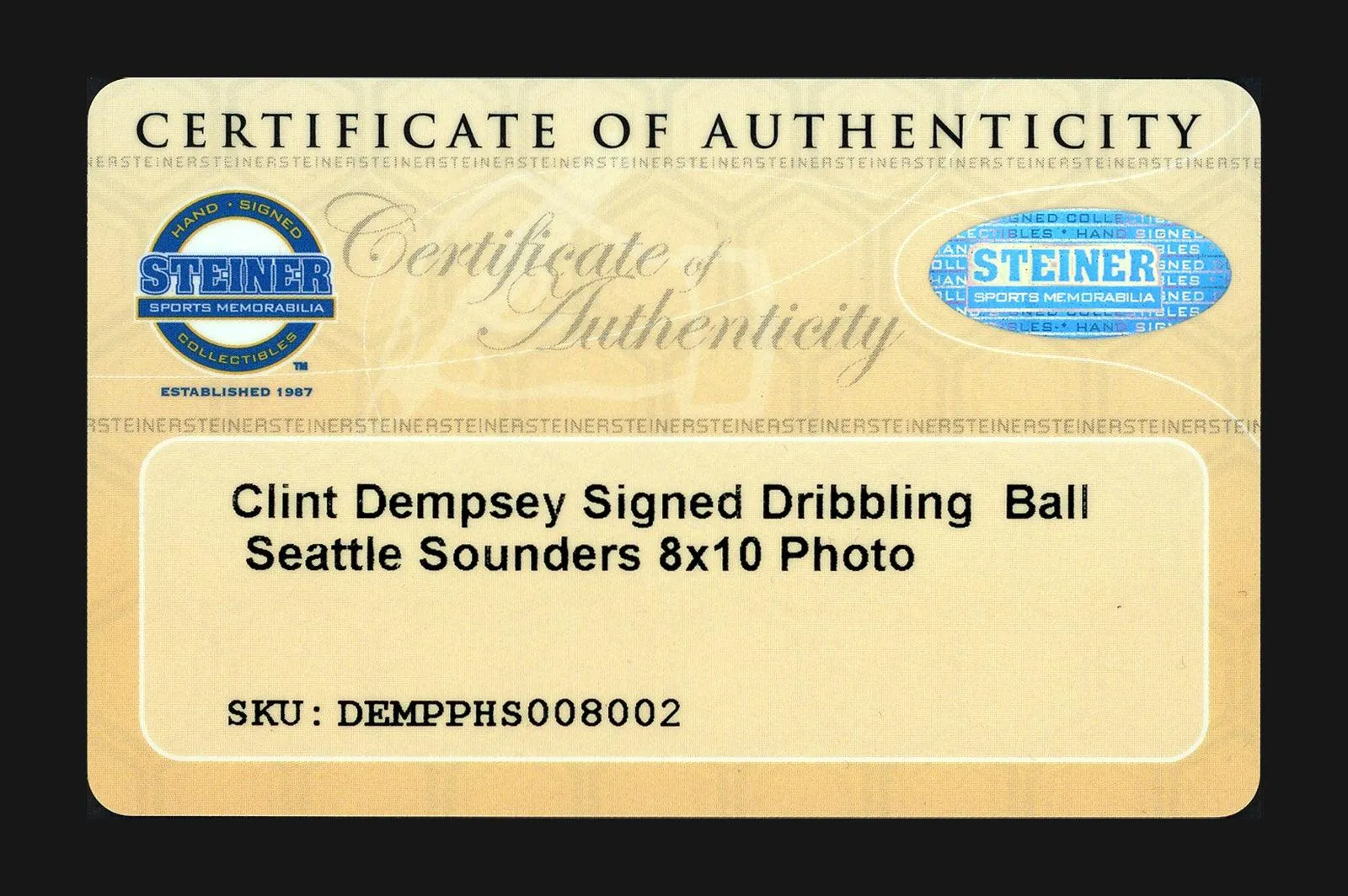 Clint Dempsey Autographed 8x10 Photo Seattle Sounders Fanatics Holo Stock #194783