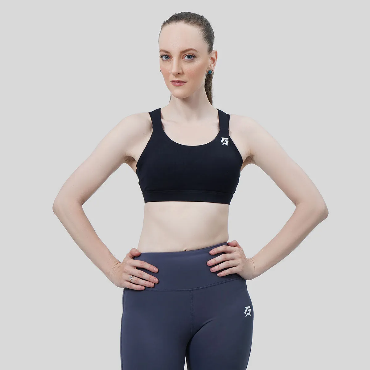 Cross Strap Sports Bra (Black)