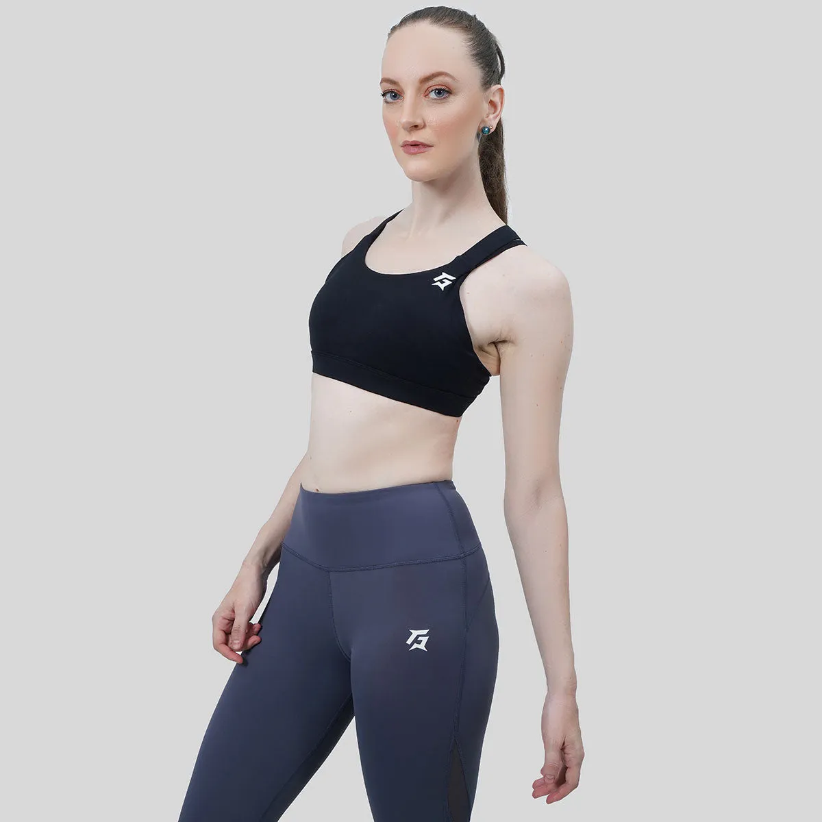 Cross Strap Sports Bra (Black)