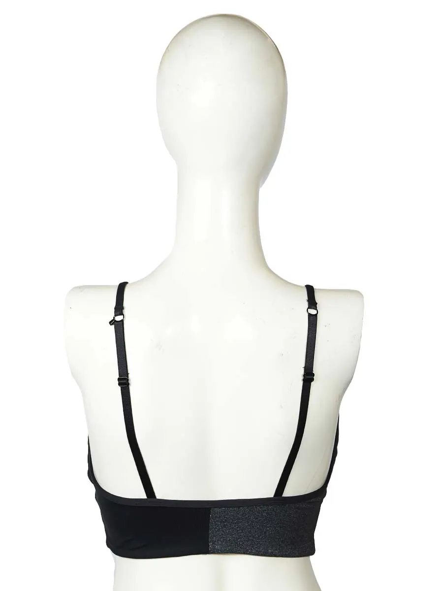 Elegant Cross Stack - Sports Bra - Dark Grey / Black