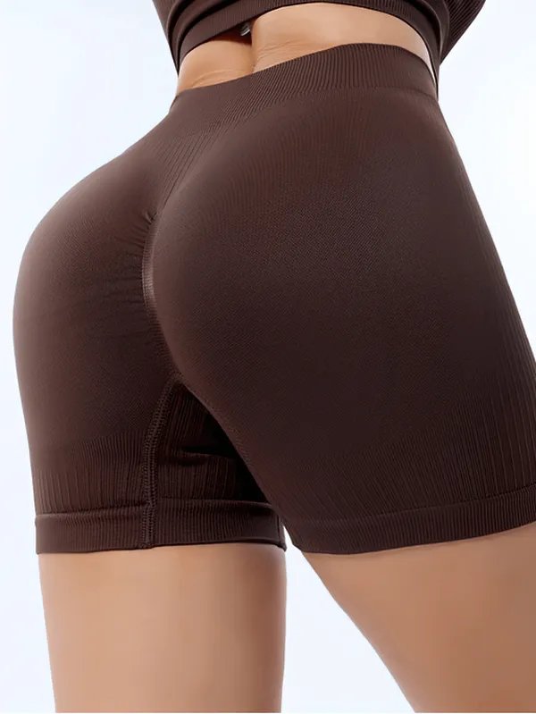 Female Sports Breathable Seamless Shorts / Elastic Yoga Clothing - SF1451