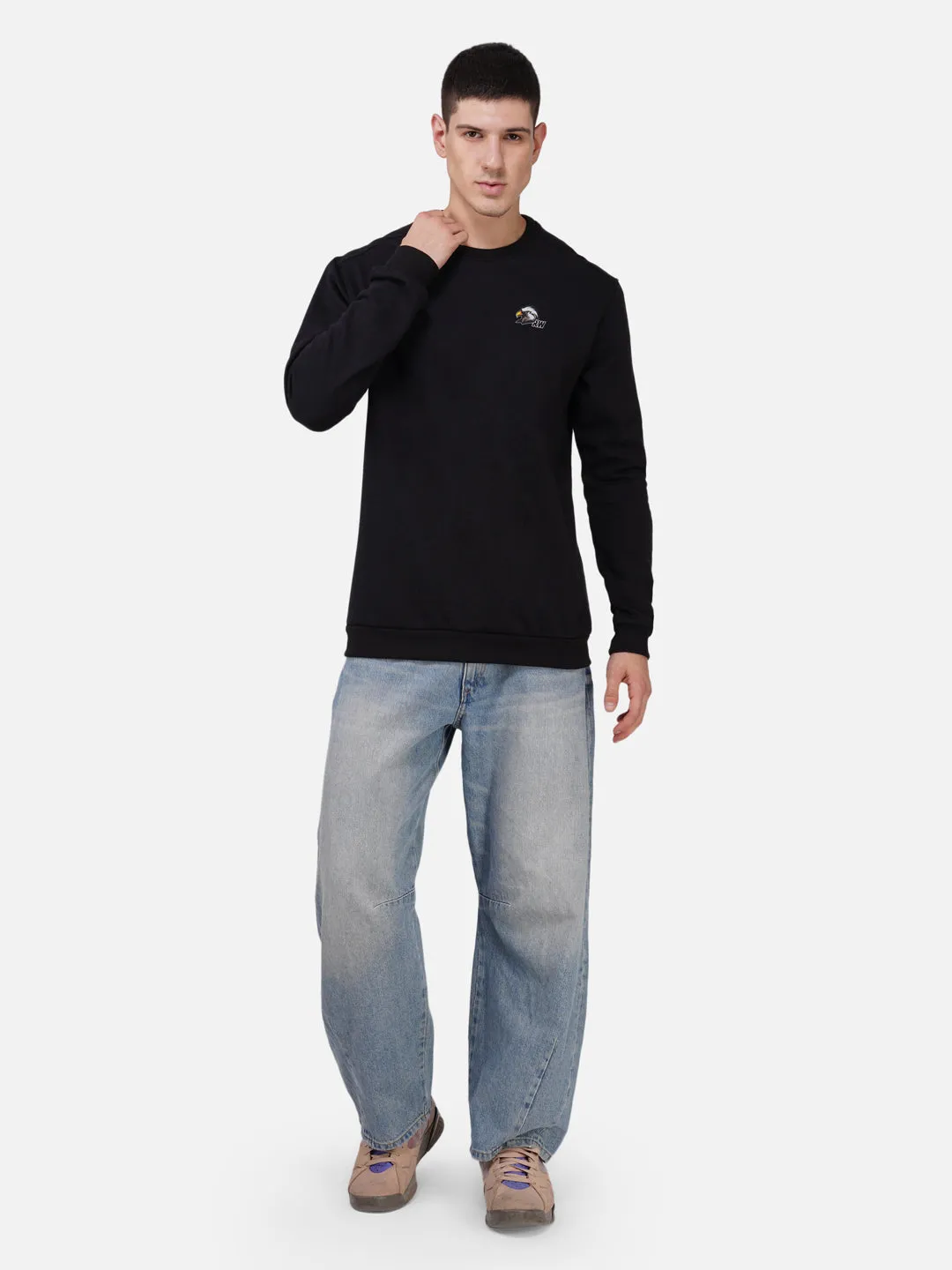 Fleece Eagle Black Sweatshirt RWM9012