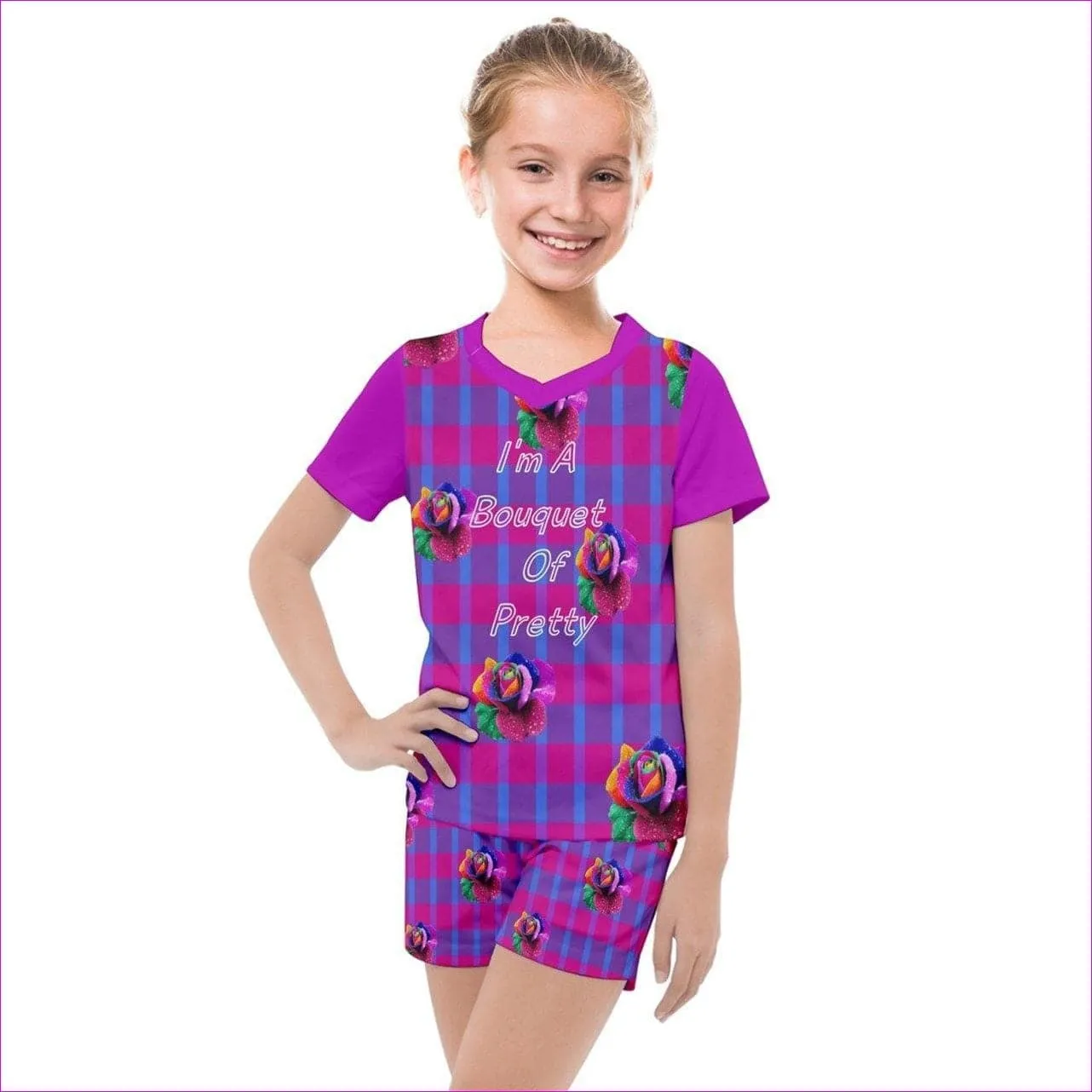 Floral Reign Plaid "Bouquet of Pretty" Kids Mesh Tee and Shorts Set