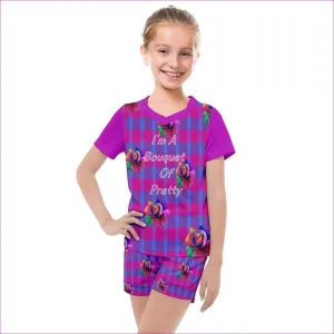 Floral Reign Plaid "Bouquet of Pretty" Kids Mesh Tee and Shorts Set