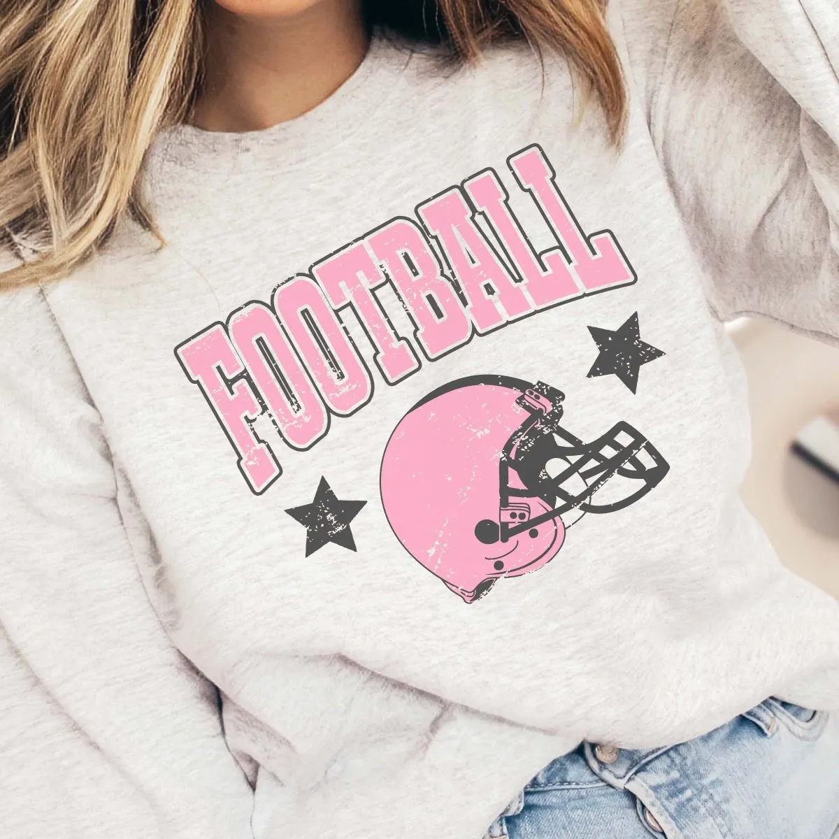 Football Helmet Pink Sweatshirt