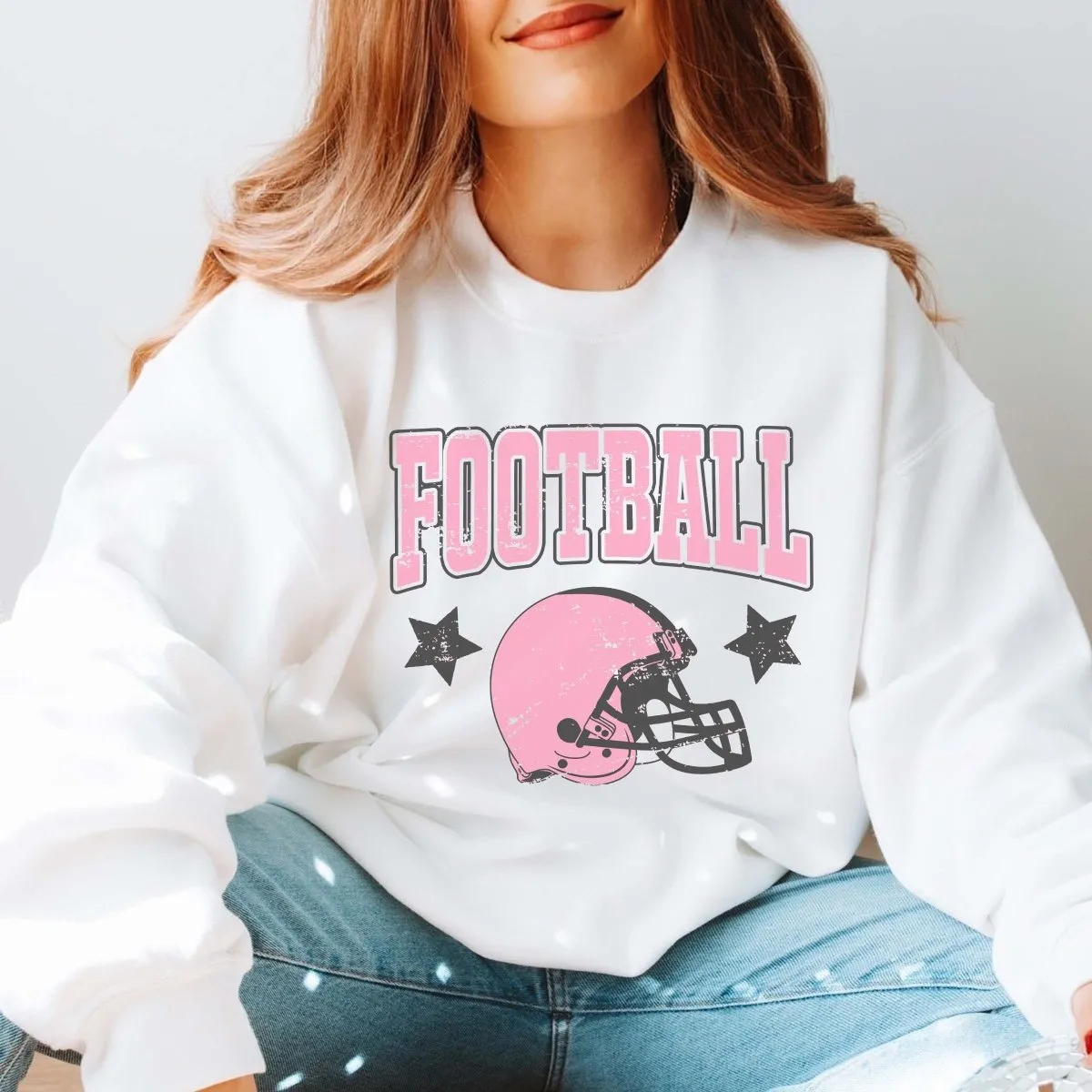 Football Helmet Pink Sweatshirt