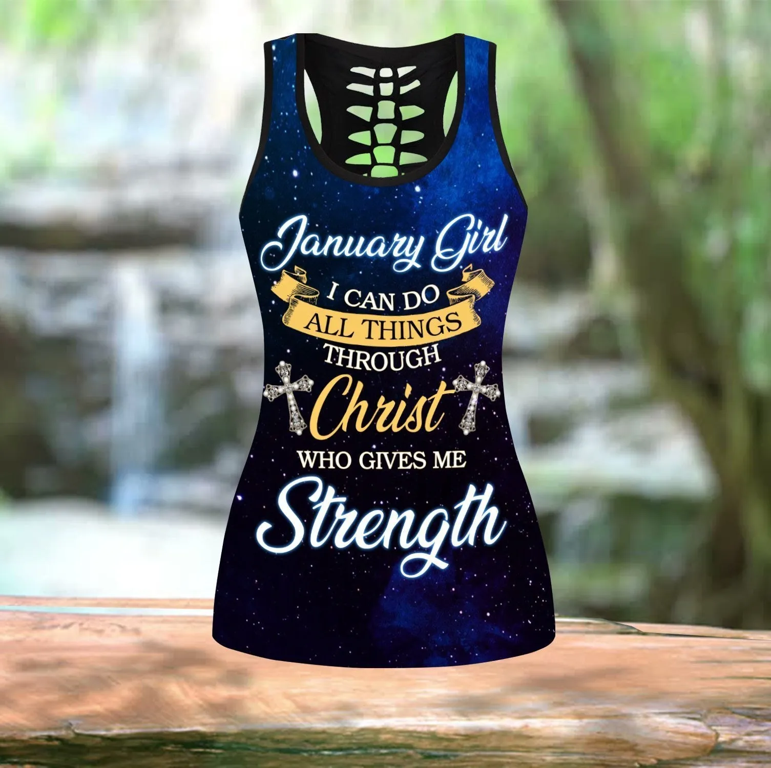 January Girl I Can Do All Things Through Christ Who Give Me Strength Jesus - Christian Tank Top And Legging Sets For Women