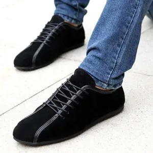 Lace Up Casual Suede Genuine Nubuck Leather Shoe