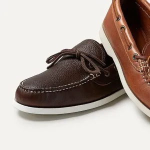 LE Men’s Canoe Shoe: Brown Pebble Boat Sole