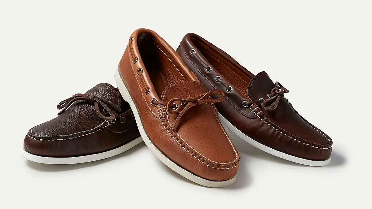 LE Men’s Canoe Shoe: Brown Pebble Boat Sole