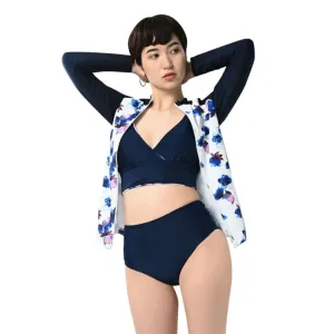 Maka-Hou Women Zip-Up Rashguard-BRUSH FLOWER (Japanese Brand)