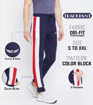 Men Dark Blue Colorblock Joggers (Pack of 1)