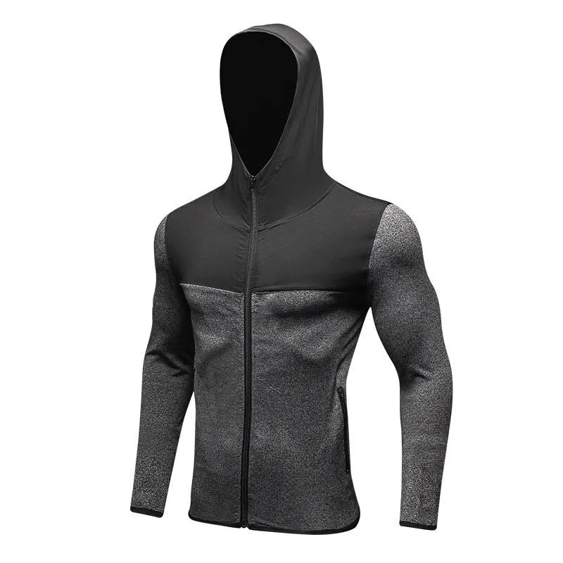 Men Zipper Hooded Running Jacket Winter Autumn Sports Long Sleeve Shirt Windproof Warm Coat Training Tracksuit Custom Logo