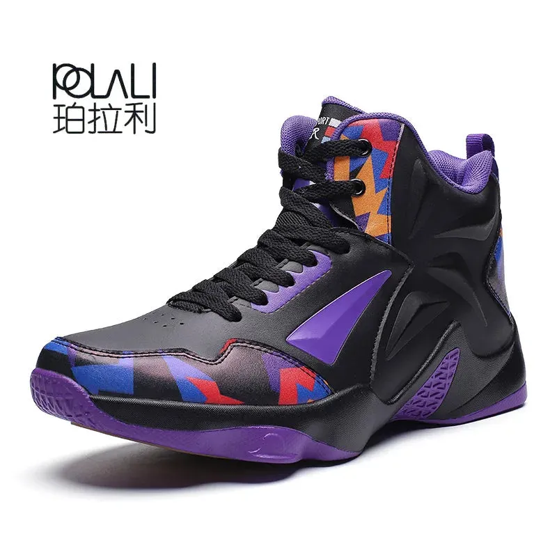 Men's Basketball Shoes Damping Sneakers High Top Breathable Athletics Basket Trainers Leather Women Sport Shoes Plus Size 46