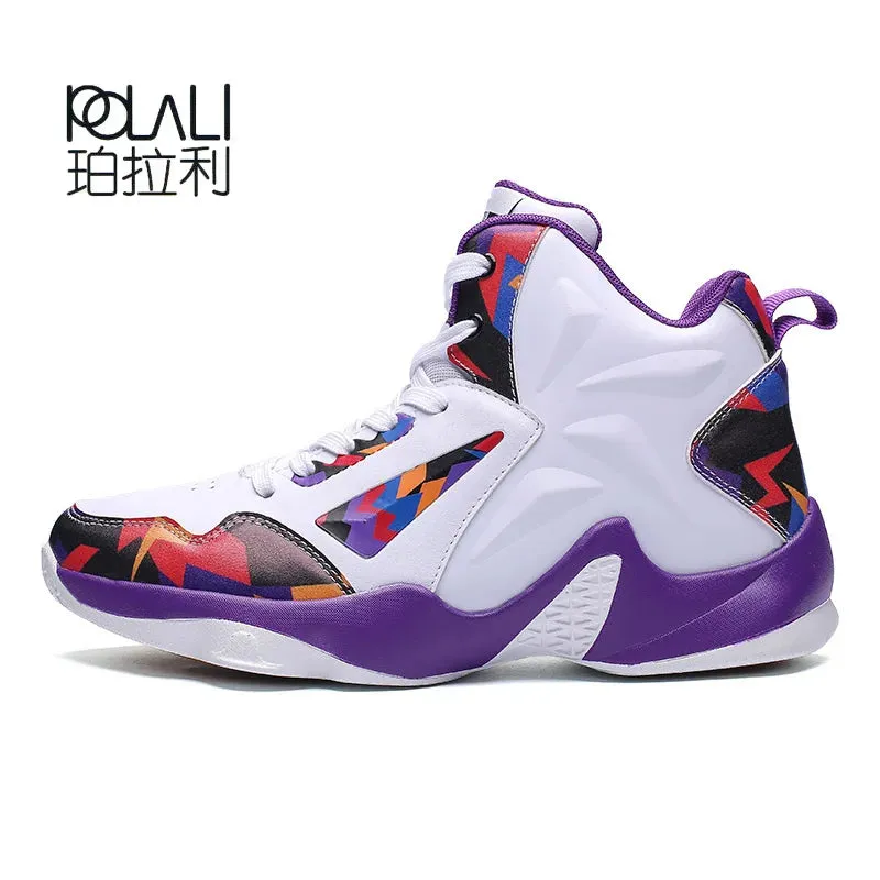 Men's Basketball Shoes Damping Sneakers High Top Breathable Athletics Basket Trainers Leather Women Sport Shoes Plus Size 46