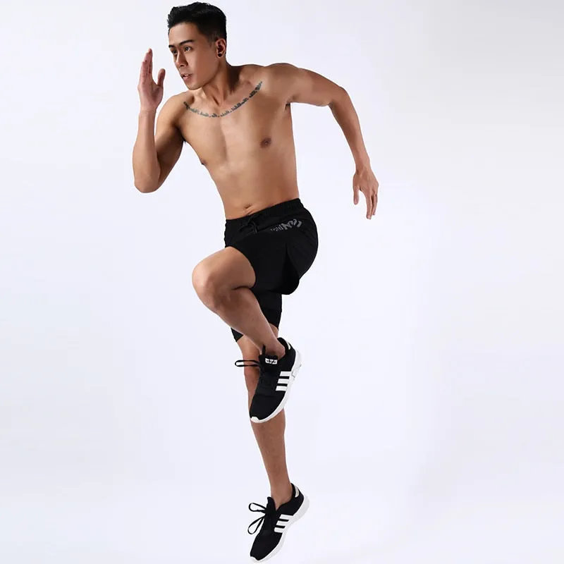 Men's Running Shorts Mens 2 in 1 Sports Shorts Male double-deck Quick Drying Sports men Shorts Jogging Gym Shorts men