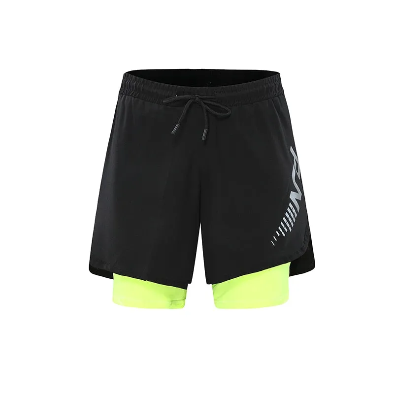 Men's Running Shorts Mens 2 in 1 Sports Shorts Male double-deck Quick Drying Sports men Shorts Jogging Gym Shorts men