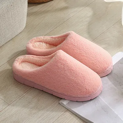 New cotton slippers for women in winter, cute indoor thick-soled warm confinement shoes for couples, non-slip plush heel home shoes