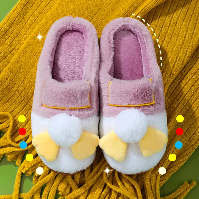 New cotton slippers for women in winter, cute indoor thick-soled warm confinement shoes for couples, non-slip plush heel home shoes