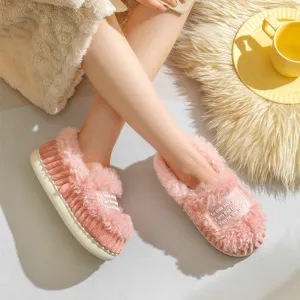 New cotton slippers for women in winter, cute indoor thick-soled warm confinement shoes for couples, non-slip plush heel home shoes