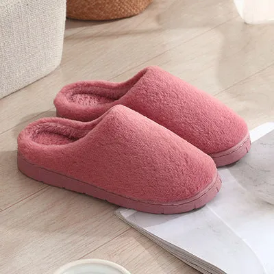 New cotton slippers for women in winter, cute indoor thick-soled warm confinement shoes for couples, non-slip plush heel home shoes