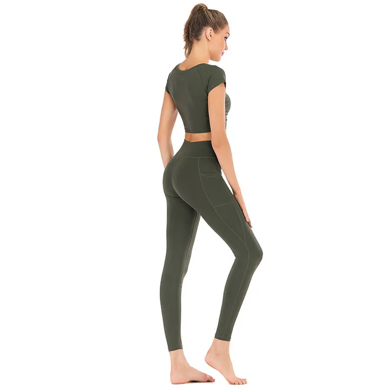 Pocket yoga clothes suit women