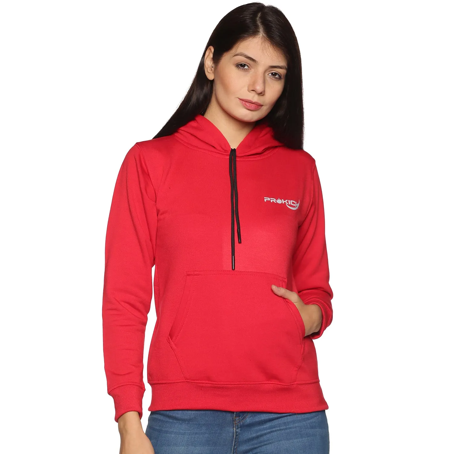 Prokick Sports Women Hooded Sweat Shirt , Red