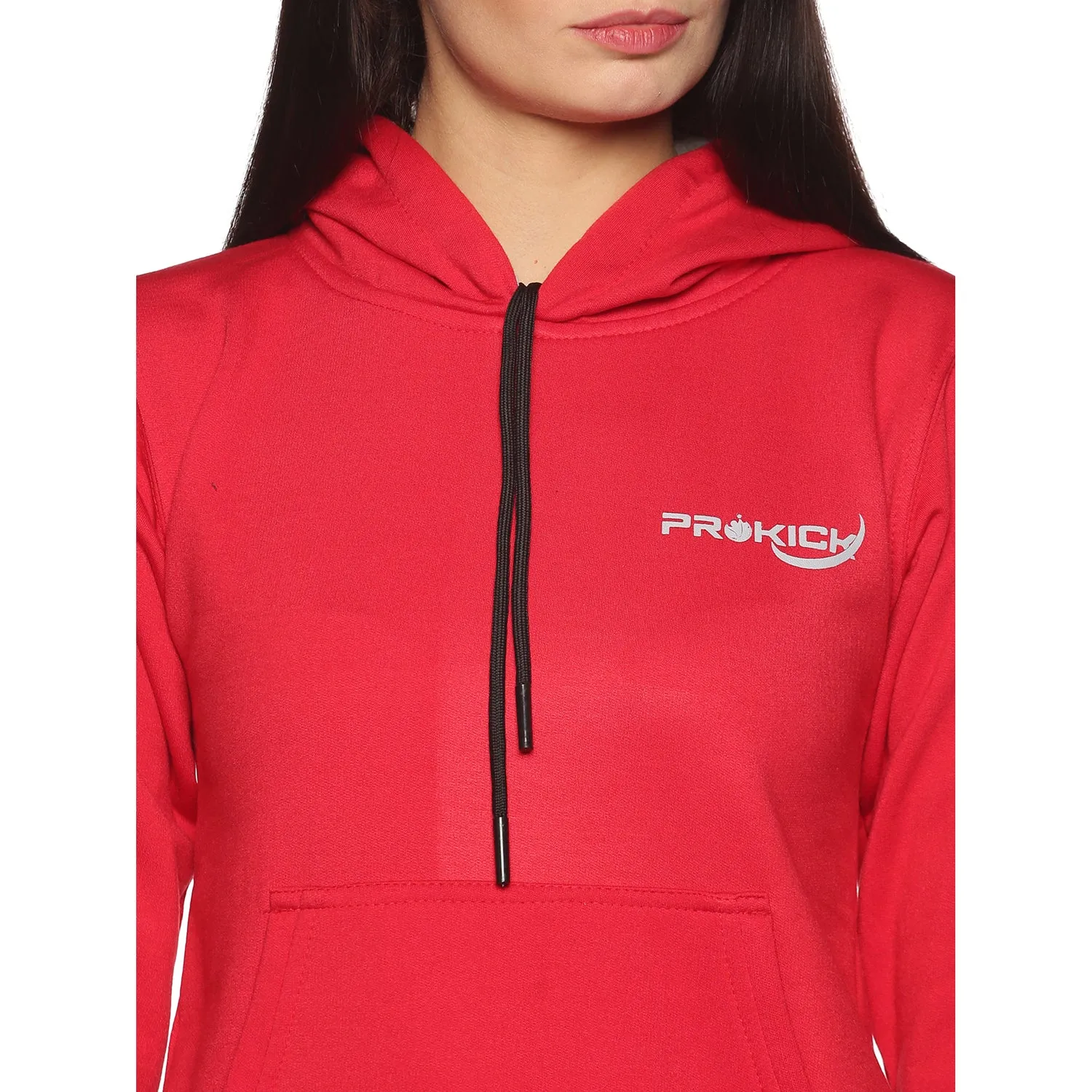 Prokick Sports Women Hooded Sweat Shirt , Red