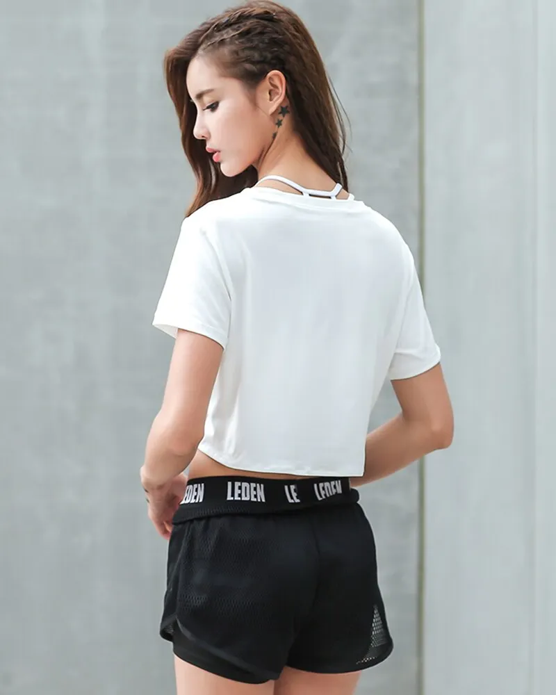 Quick Dry Crop Top Knotted Waist Shirt