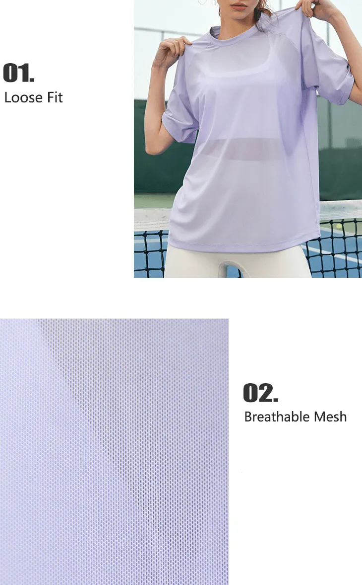 Sports Breathable Mesh Loose T-shirt / Quick Dry Sportswear - SF1386