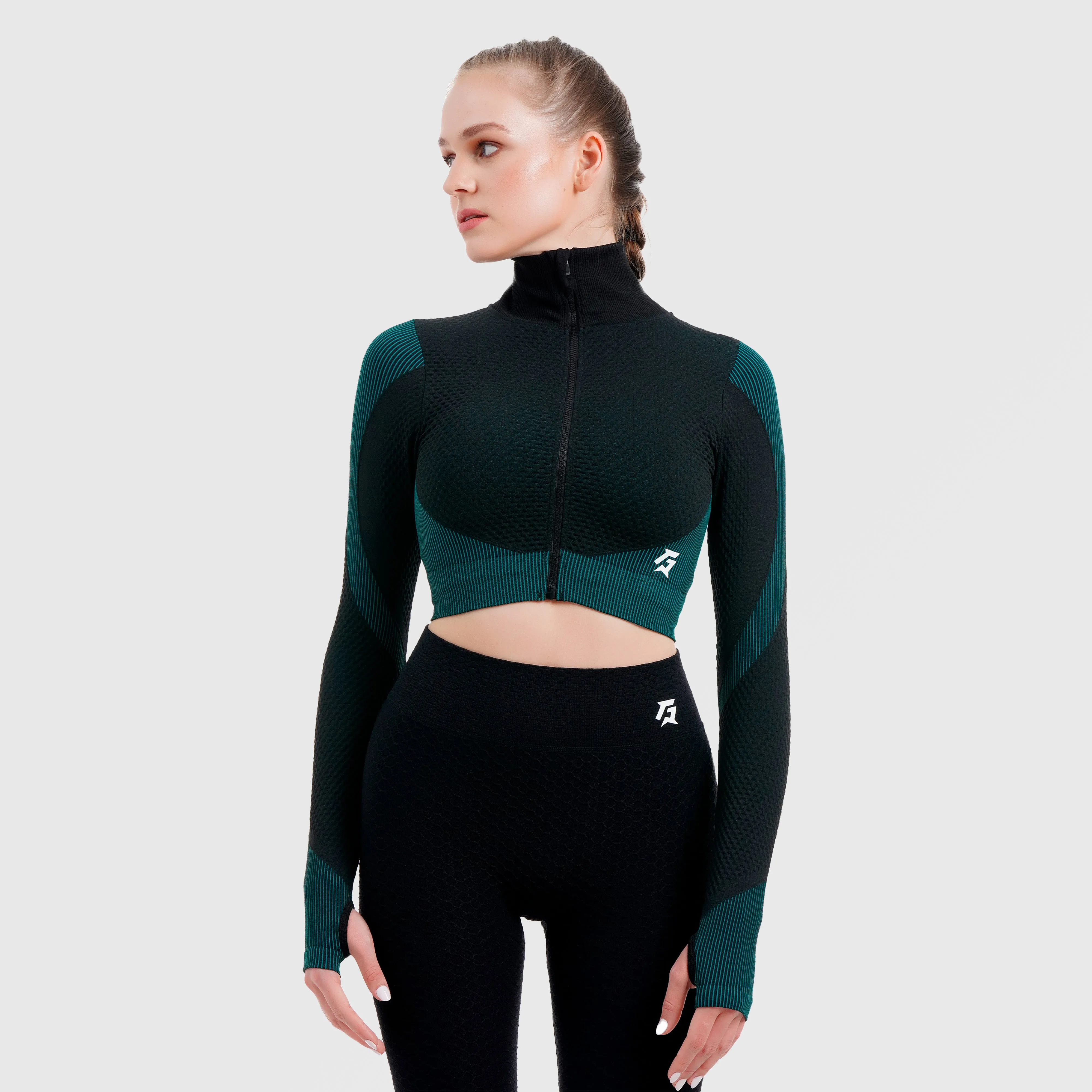 Striped Seamless Jacket (Black-Green)