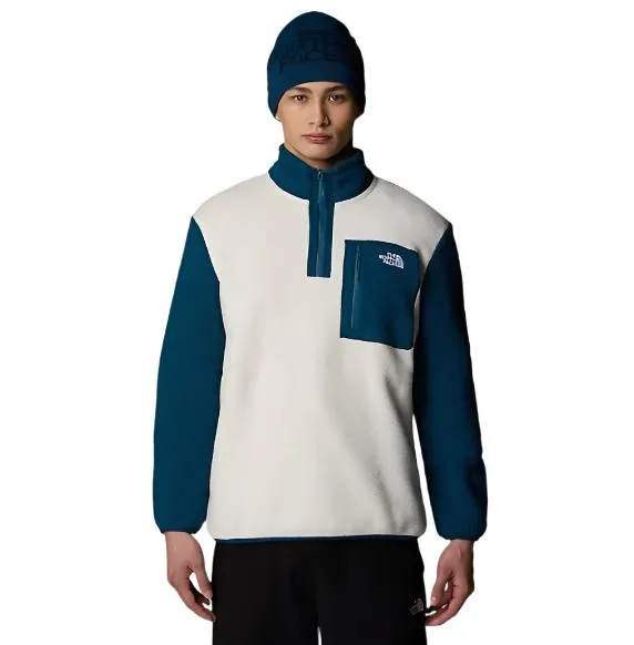 The North Face Mens Fleece Jacket Yumiori ¼ Zip White Dune/Midnight Pet