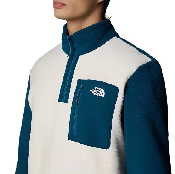 The North Face Mens Fleece Jacket Yumiori ¼ Zip White Dune/Midnight Pet