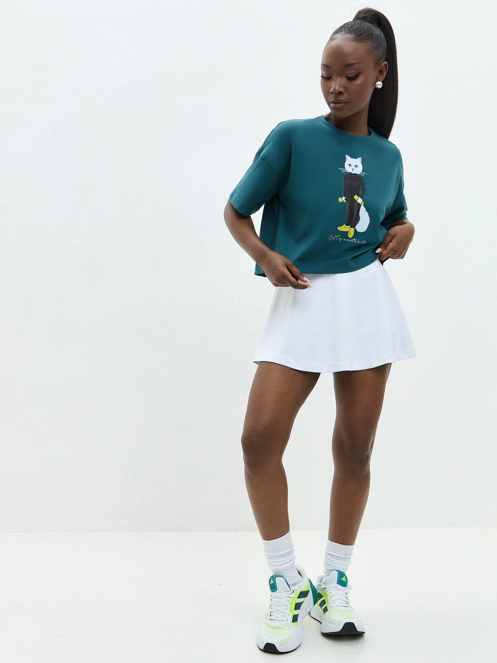 White Women's sport skorts CAT