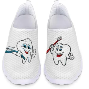 Women 3D Tooth Print Pattern Slip On Shoes